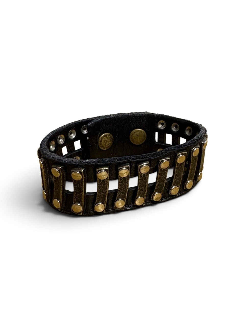 Rebel Designs Railroad Leather Bracelet Black